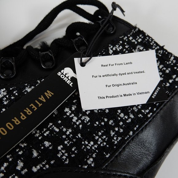 SOREL Lennox Lace Waterproof Shearling BOOTS Size 6.5 Black Leather NEW $200 - Picture 11 of 12